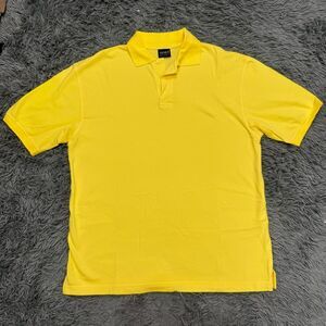 LUXE-T Yellow Polo Short Sleeve Shirt Size Large